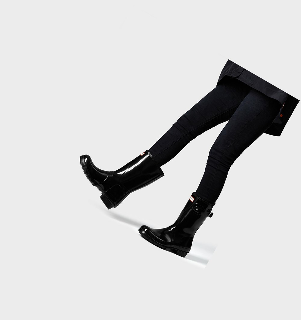 Botas de Agua Hunter Original Gloss Mujer Negras | 502YUXVGO