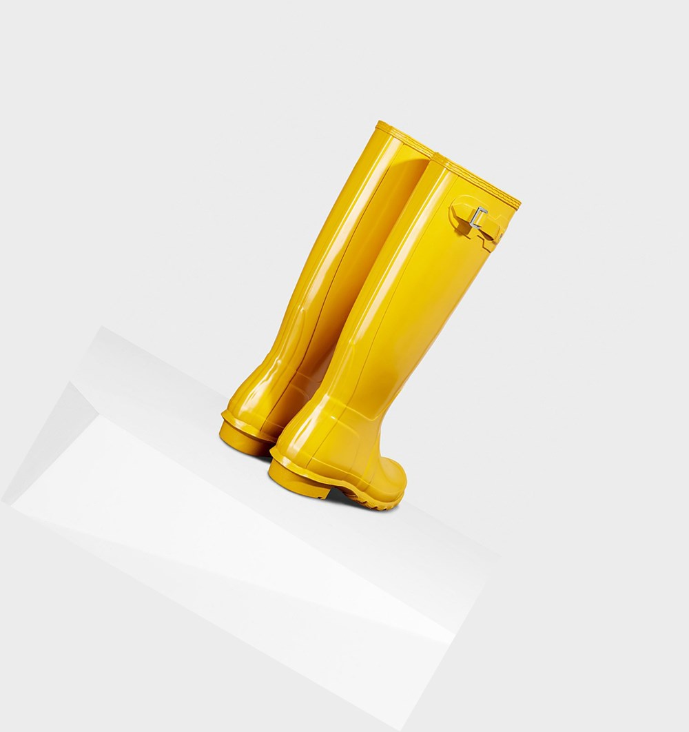 Botas de Agua Hunter Original Gloss Mujer Amarillo | 512GWQSOJ