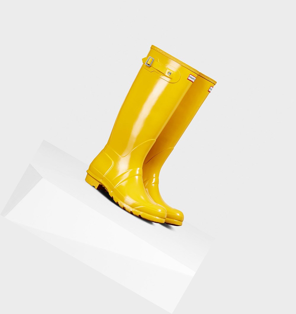 Botas de Agua Hunter Original Gloss Mujer Amarillo | 512GWQSOJ