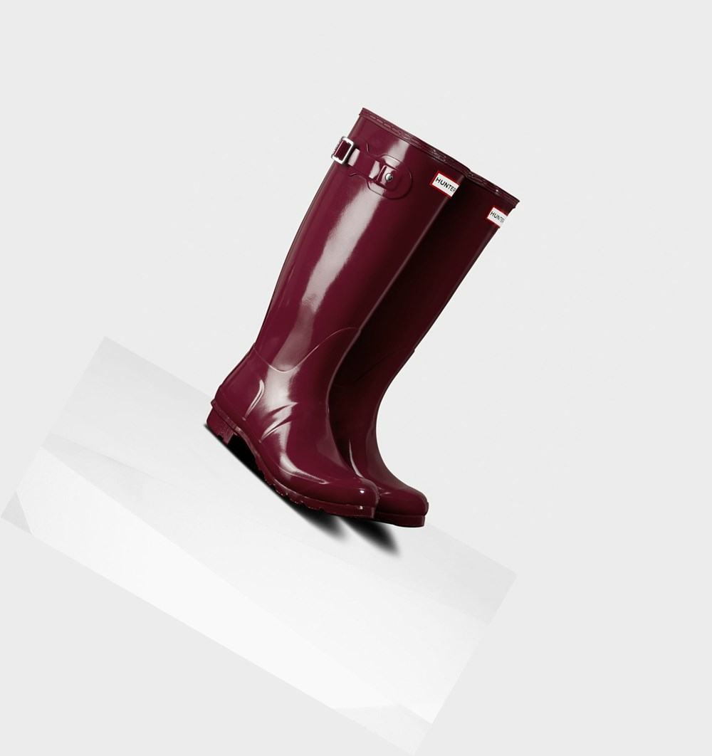 Botas de Agua Hunter Original Gloss Mujer Burdeos Rojas | 623OICNRT