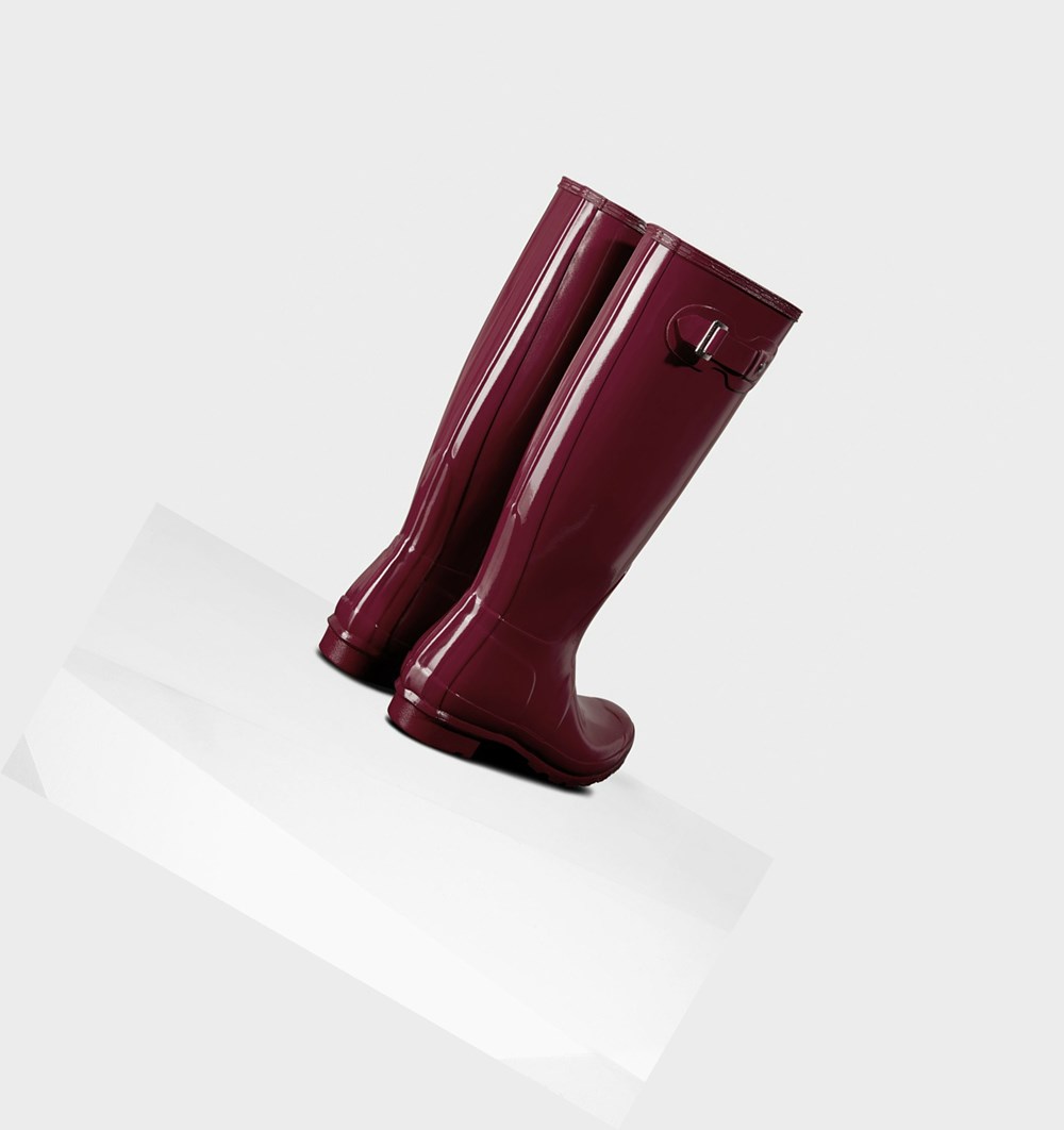 Botas de Agua Hunter Original Gloss Mujer Burdeos Rojas | 623OICNRT