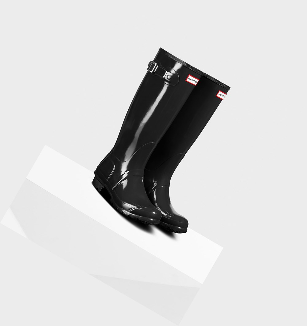 Botas de Agua Hunter Original Gloss Mujer Negras | 689RHKNVL