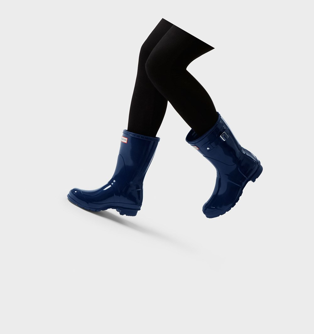 Botas de Agua Hunter Original Gloss Mujer Azul Marino | 765THQGRK