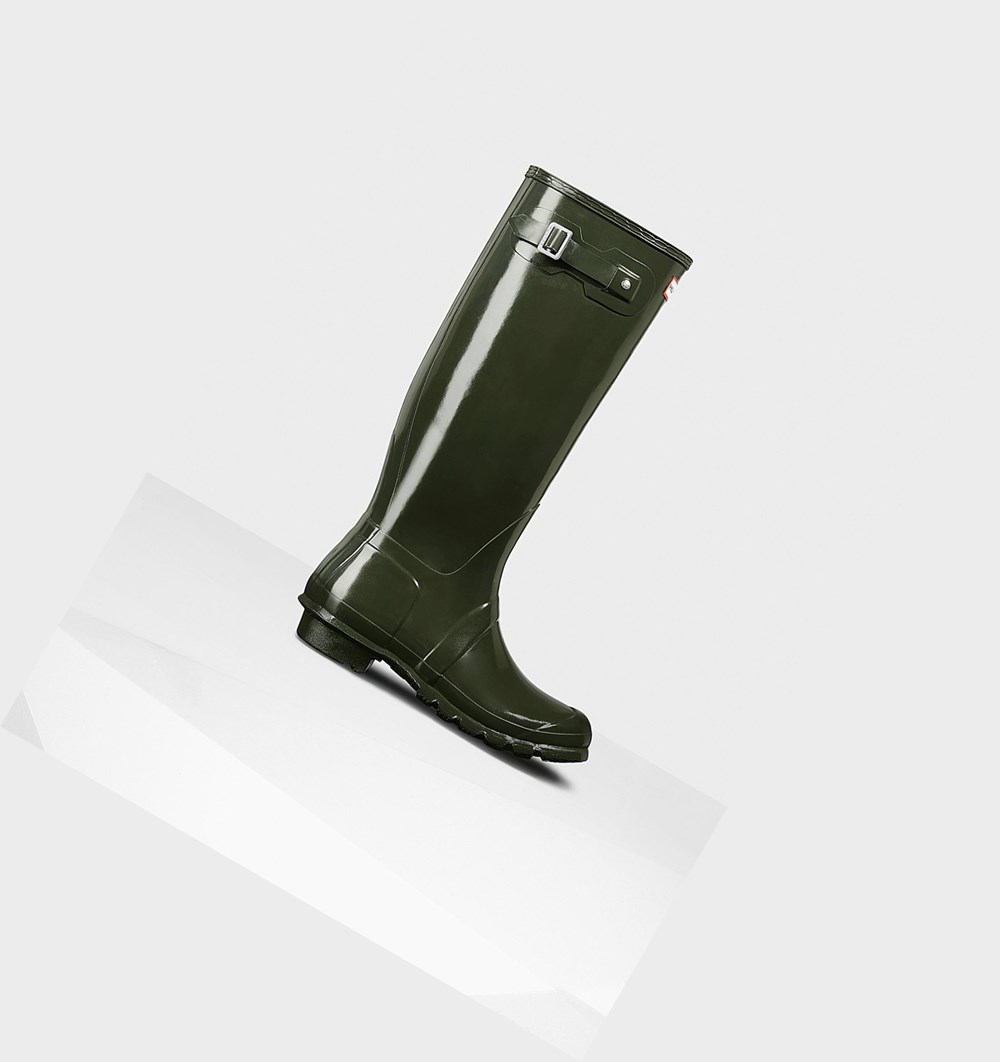 Botas de Agua Hunter Original Gloss Mujer Verde Oliva | 784APGQBZ