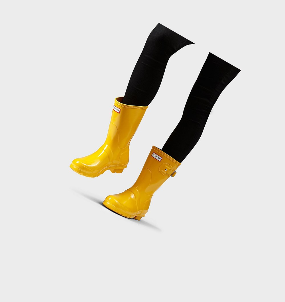Botas de Agua Hunter Original Gloss Mujer Amarillo | 960NCMEBV