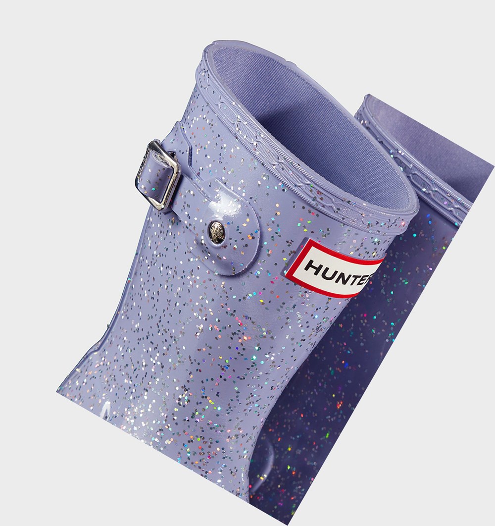 Botas de Agua Hunter Original Little Giant Glitter Niños Moradas | 325XIRNJA