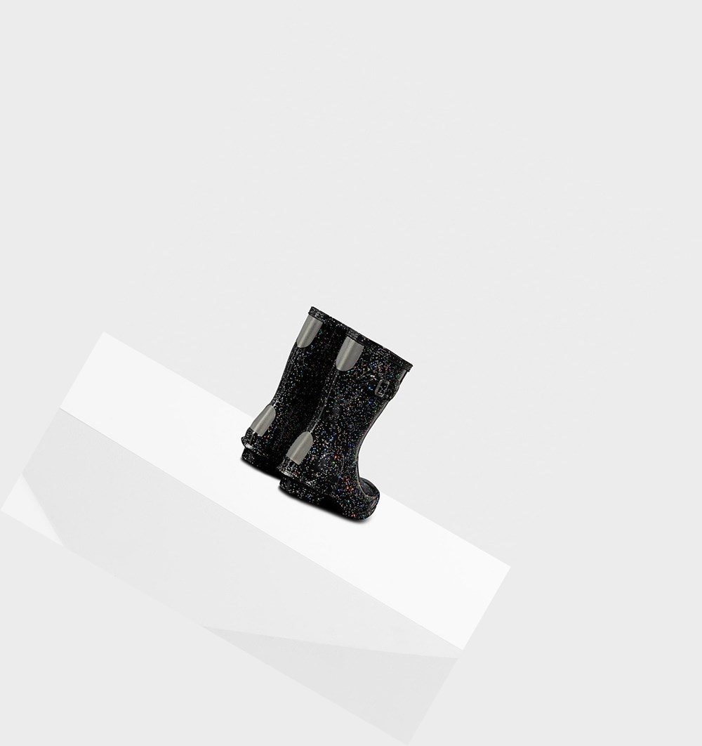 Botas de Agua Hunter Original Little Giant Glitter Niños Negras | 647DKGMSP