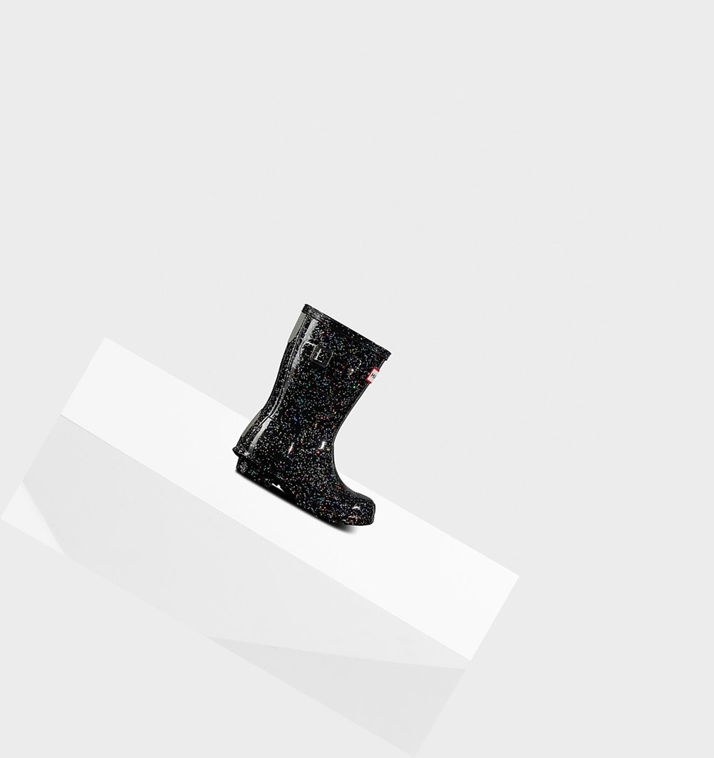 Botas de Agua Hunter Original Little Giant Glitter Niños Negras | 647DKGMSP