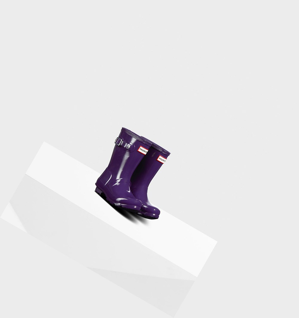 Botas de Agua Hunter Original Little Gloss Niños Azules Moradas | 317HCAKQN