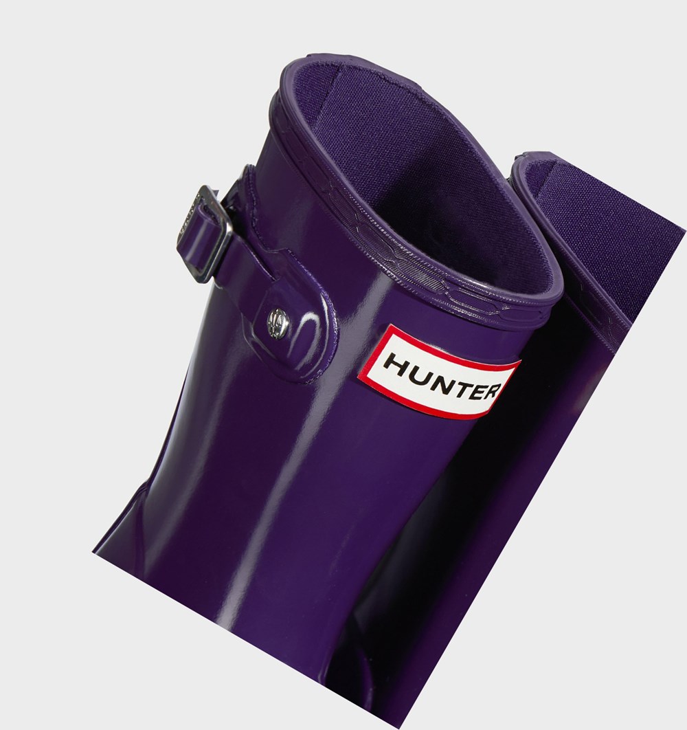 Botas de Agua Hunter Original Little Gloss Niños Azules Moradas | 317HCAKQN
