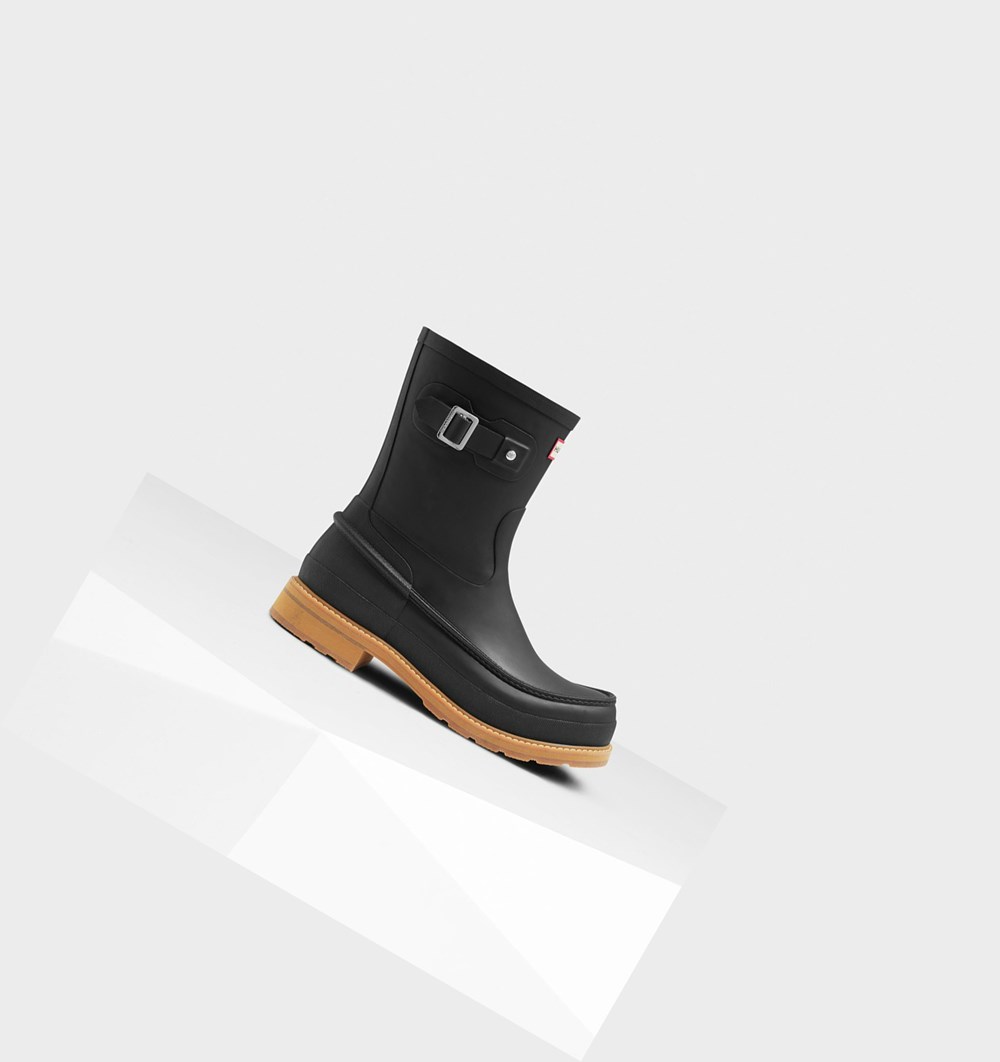 Botas de Agua Hunter Original Moc Puntera Hombre Negras | 362GDVMOQ