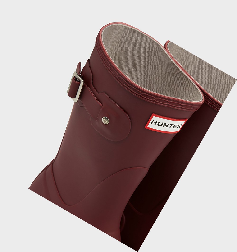 Botas de Agua Hunter Original Mujer Gris Rojas | 607GCTBYI