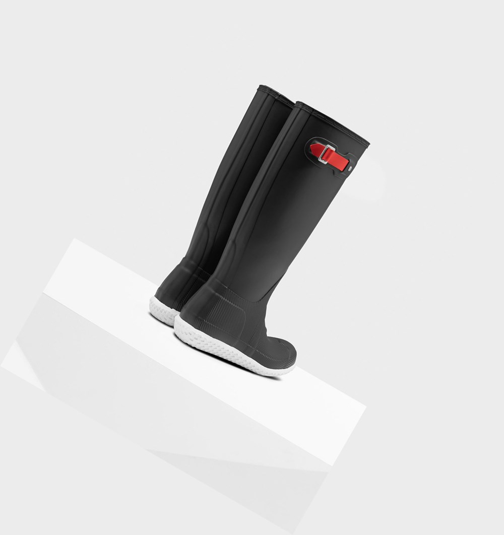 Botas de Agua Hunter Original Planos Heel Calendar Sole Mujer Negras Rojas | 621DYOBJL
