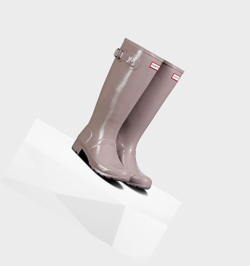 Botas de Agua Hunter Original Tour Foldable Gloss Mujer Moradas | 306GMFYJX