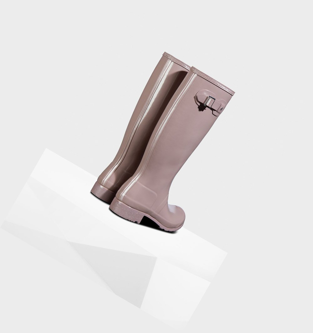 Botas de Agua Hunter Original Tour Foldable Gloss Mujer Moradas | 306GMFYJX