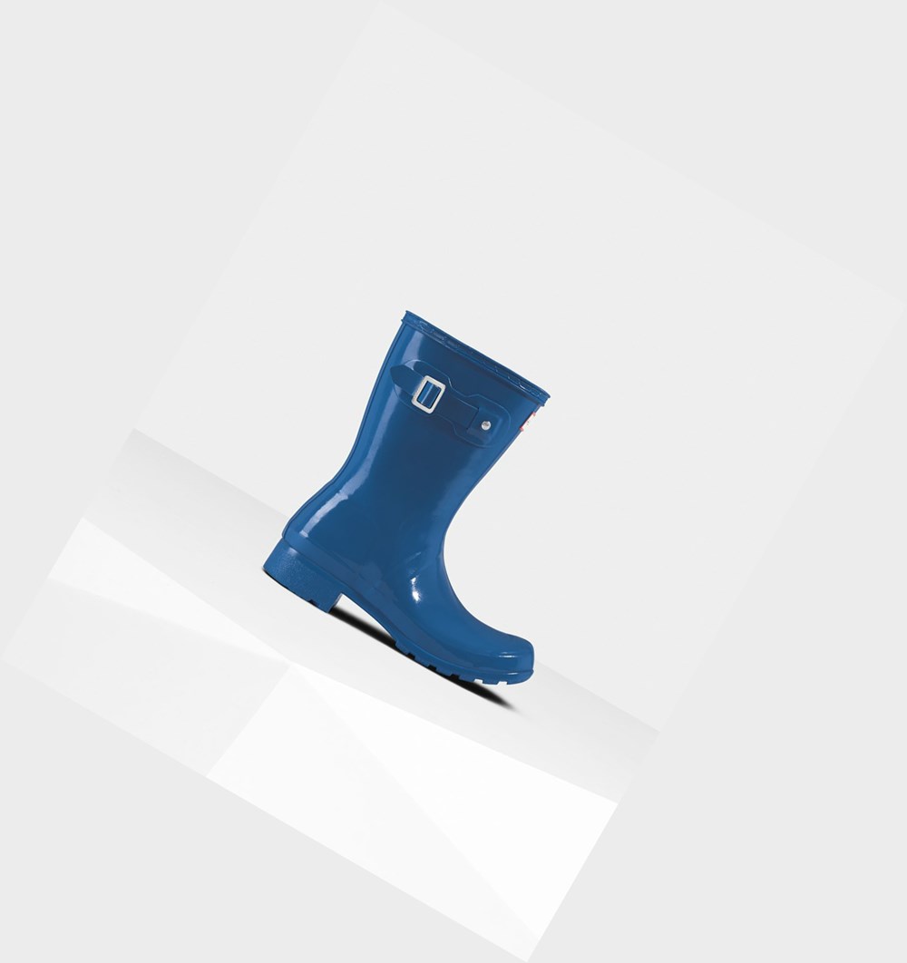 Botas de Agua Hunter Original Tour Foldable Gloss Mujer Azules | 402CWSMRD