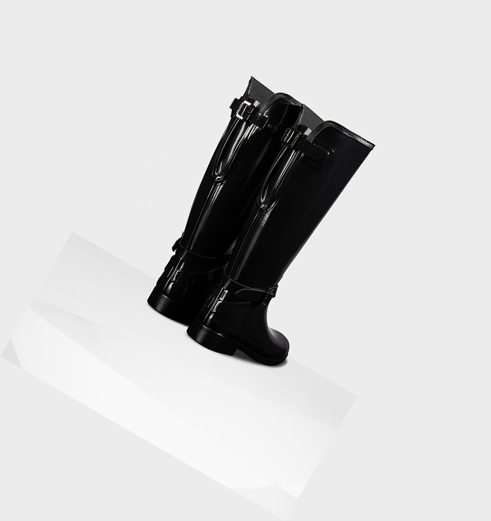 Botas de Agua Hunter Refined Adjustable Gloss Mujer Negras | 248RBUNOM