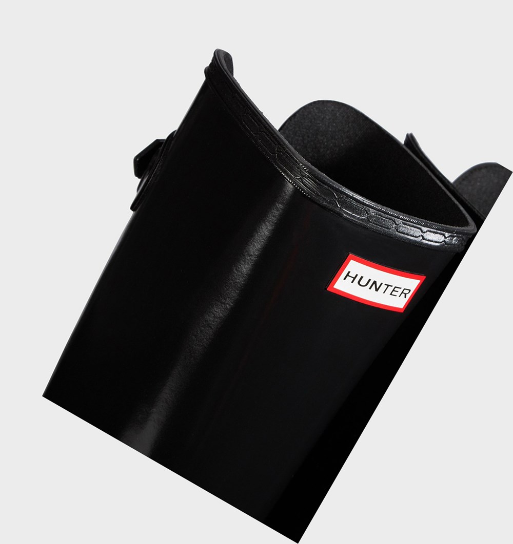 Botas de Agua Hunter Refined Adjustable Gloss Mujer Negras | 248RBUNOM