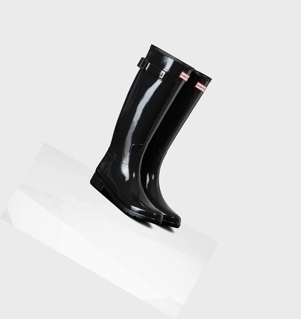 Botas de Agua Hunter Refined Slim Fit Gloss Mujer Negras | 261JNZBCX