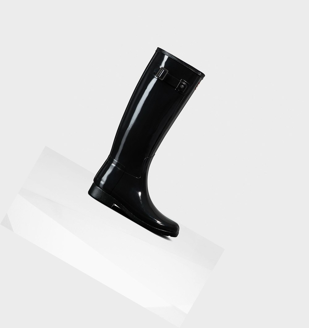 Botas de Agua Hunter Refined Slim Fit Gloss Mujer Negras | 261JNZBCX