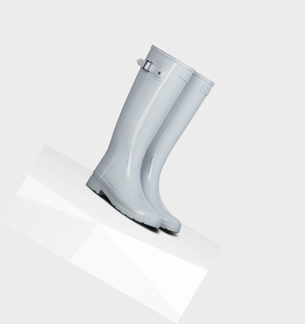 Botas de Agua Hunter Refined Slim Fit Gloss Mujer Gris Claro | 364IBHROF