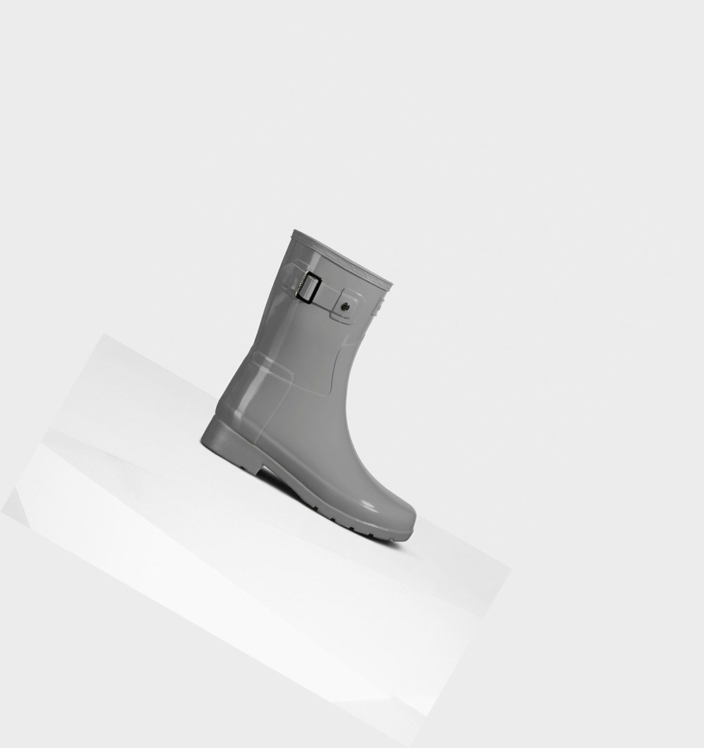 Botas de Agua Hunter Refined Slim Fit Gloss Mujer Gris | 485UDBFOH