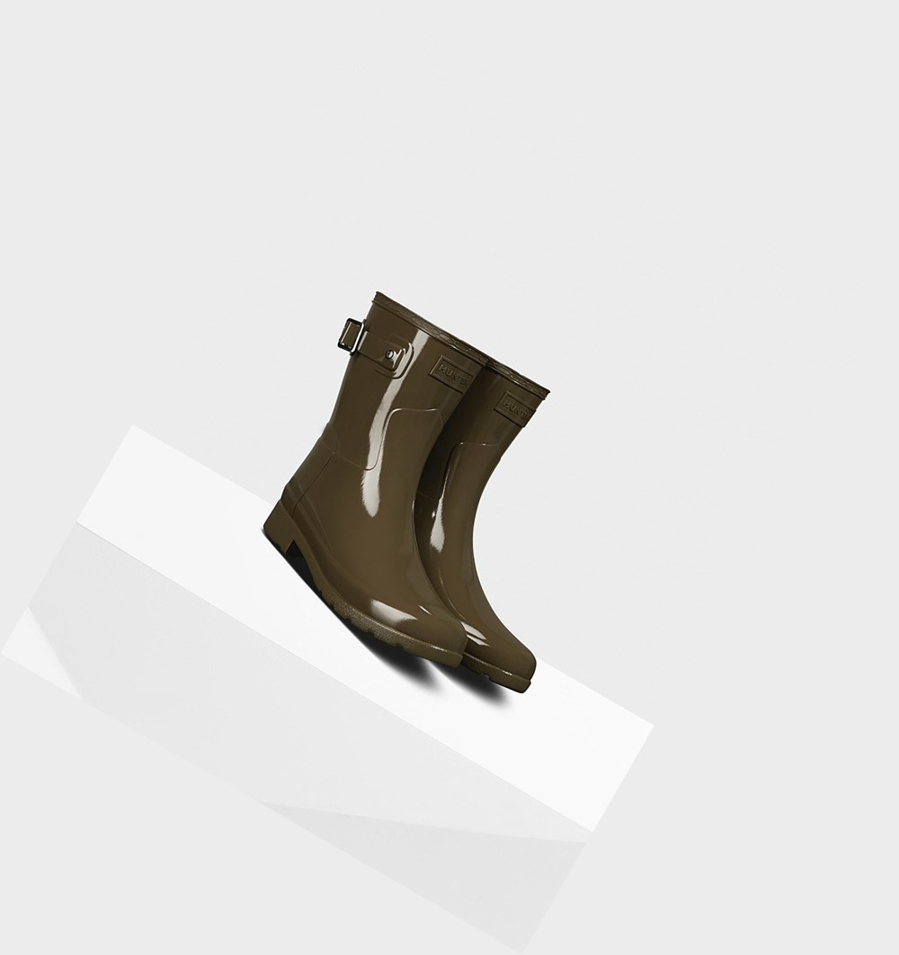 Botas de Agua Hunter Refined Slim Fit Gloss Mujer Verde | 534GNCPSZ