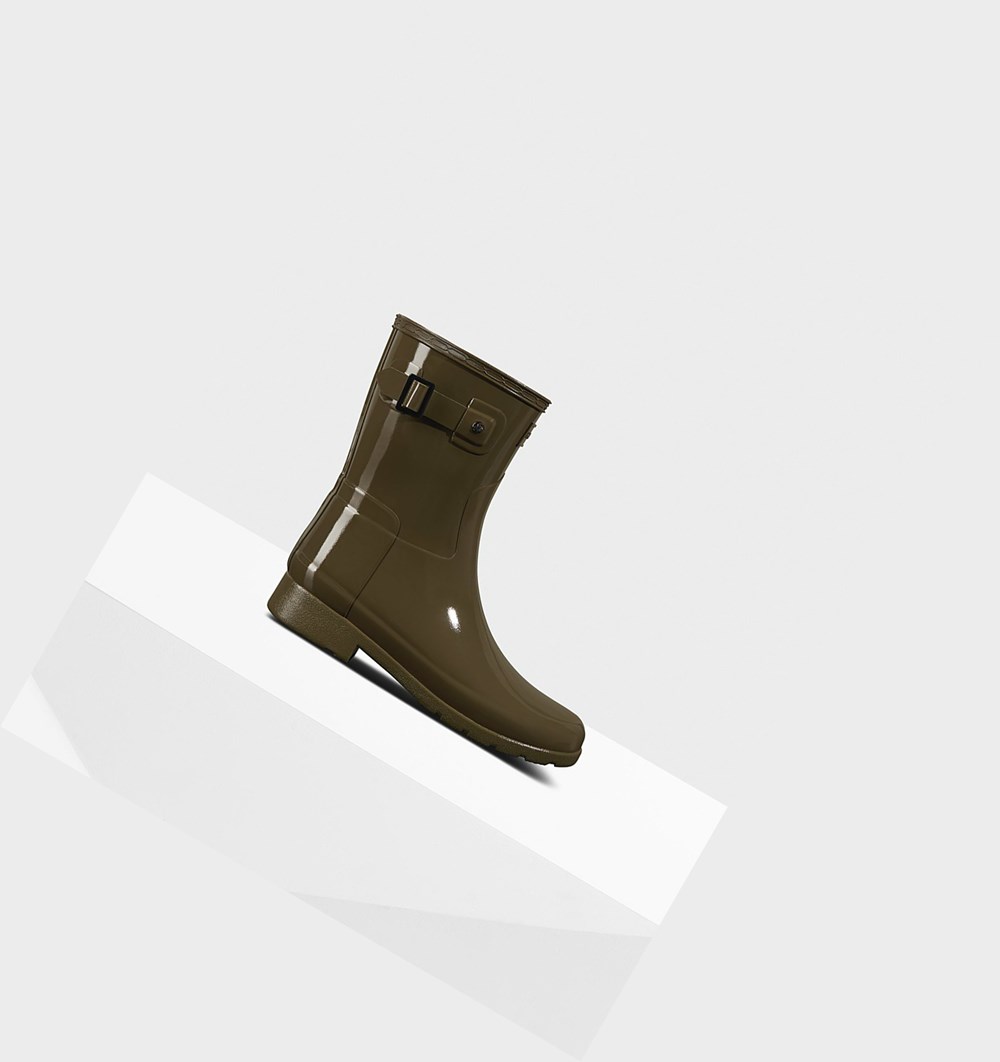 Botas de Agua Hunter Refined Slim Fit Gloss Mujer Verde | 534GNCPSZ