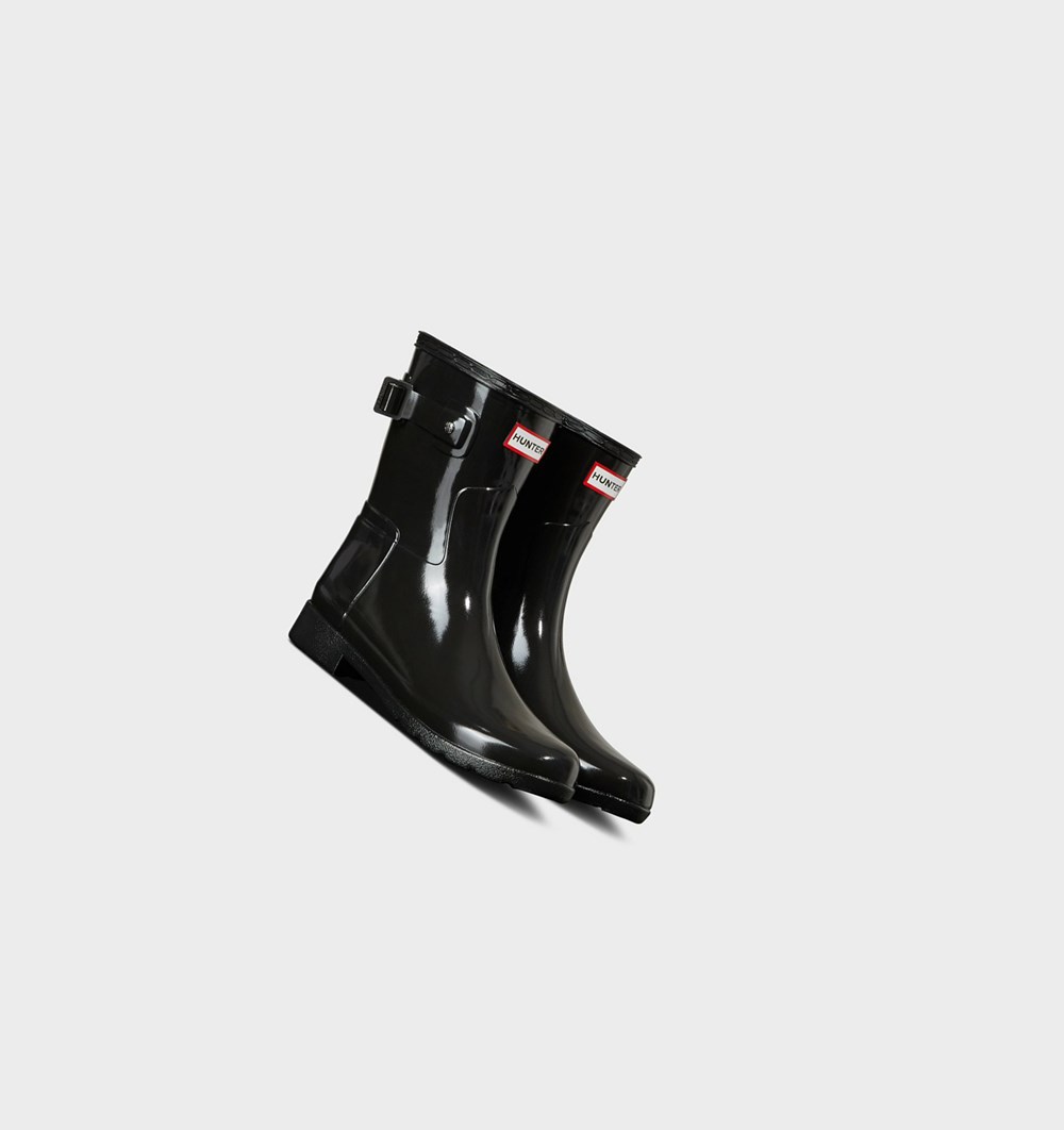 Botas de Agua Hunter Refined Slim Fit Gloss Mujer Negras | 721FDBZTI