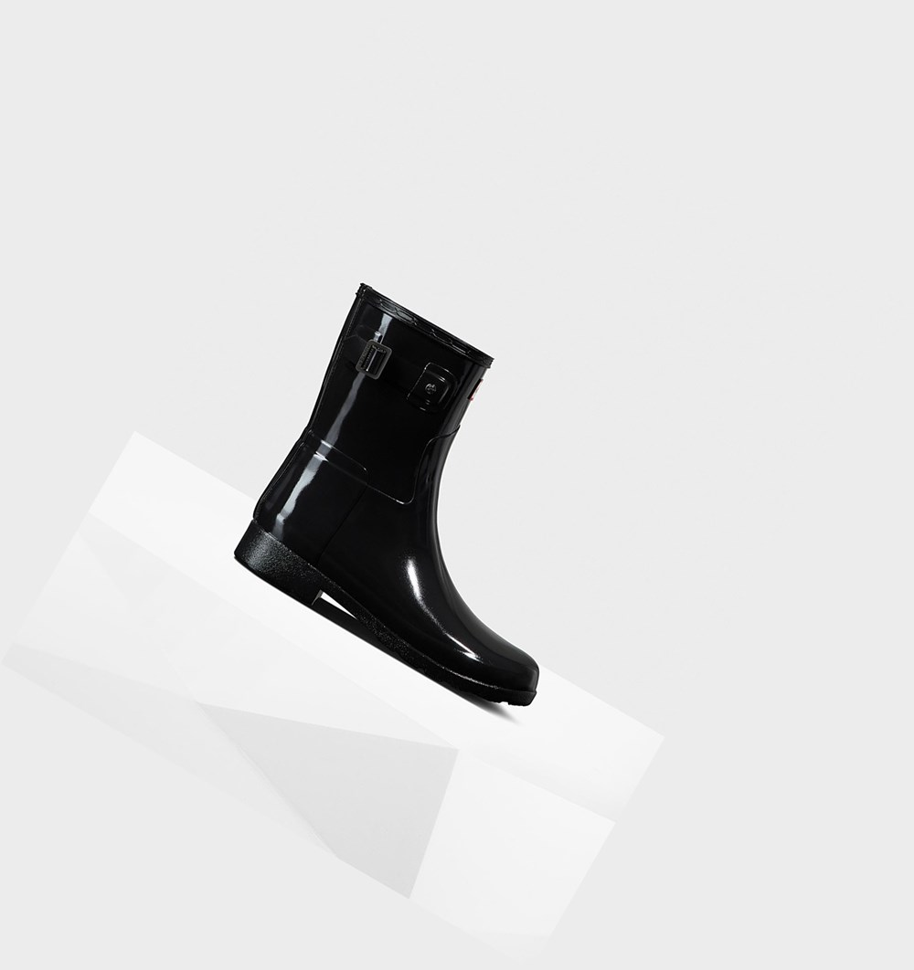 Botas de Agua Hunter Refined Slim Fit Gloss Mujer Negras | 721FDBZTI