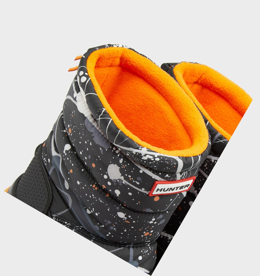 Botas de Nieve Hunter Original Printed Insulated Corta Mujer Gris Negras | 348AWONQS