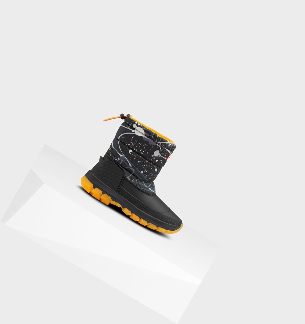 Botas de Nieve Hunter Original Printed Insulated Corta Mujer Gris Negras | 348AWONQS