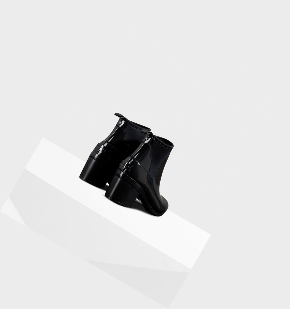 Botas de Tacon Hunter Refined Slim Fit Gloss Mid Mujer Negras | 894NQCSOX