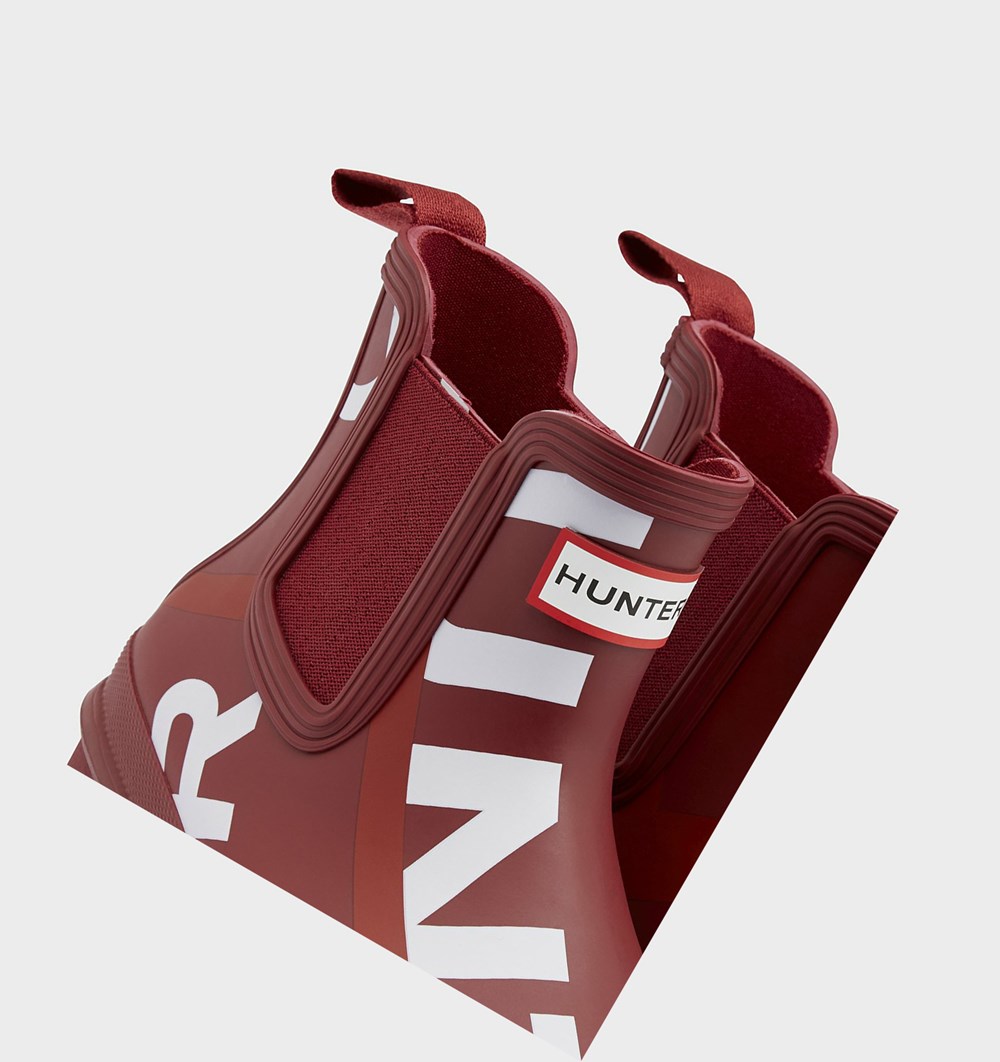 Botines Chelsea Hunter Original Exploded Logo Mujer Gris Rojas | 265CNWKFX