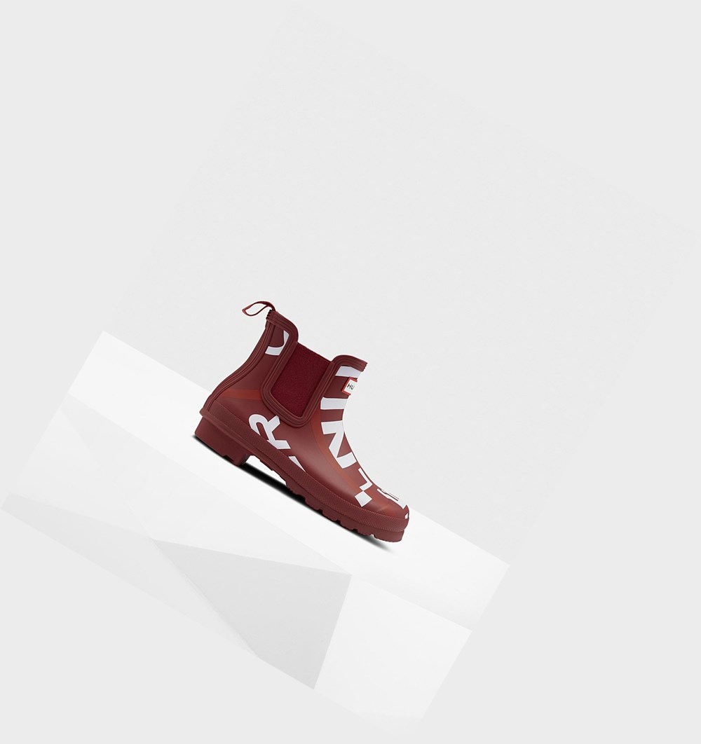 Botines Chelsea Hunter Original Exploded Logo Mujer Gris Rojas | 265CNWKFX
