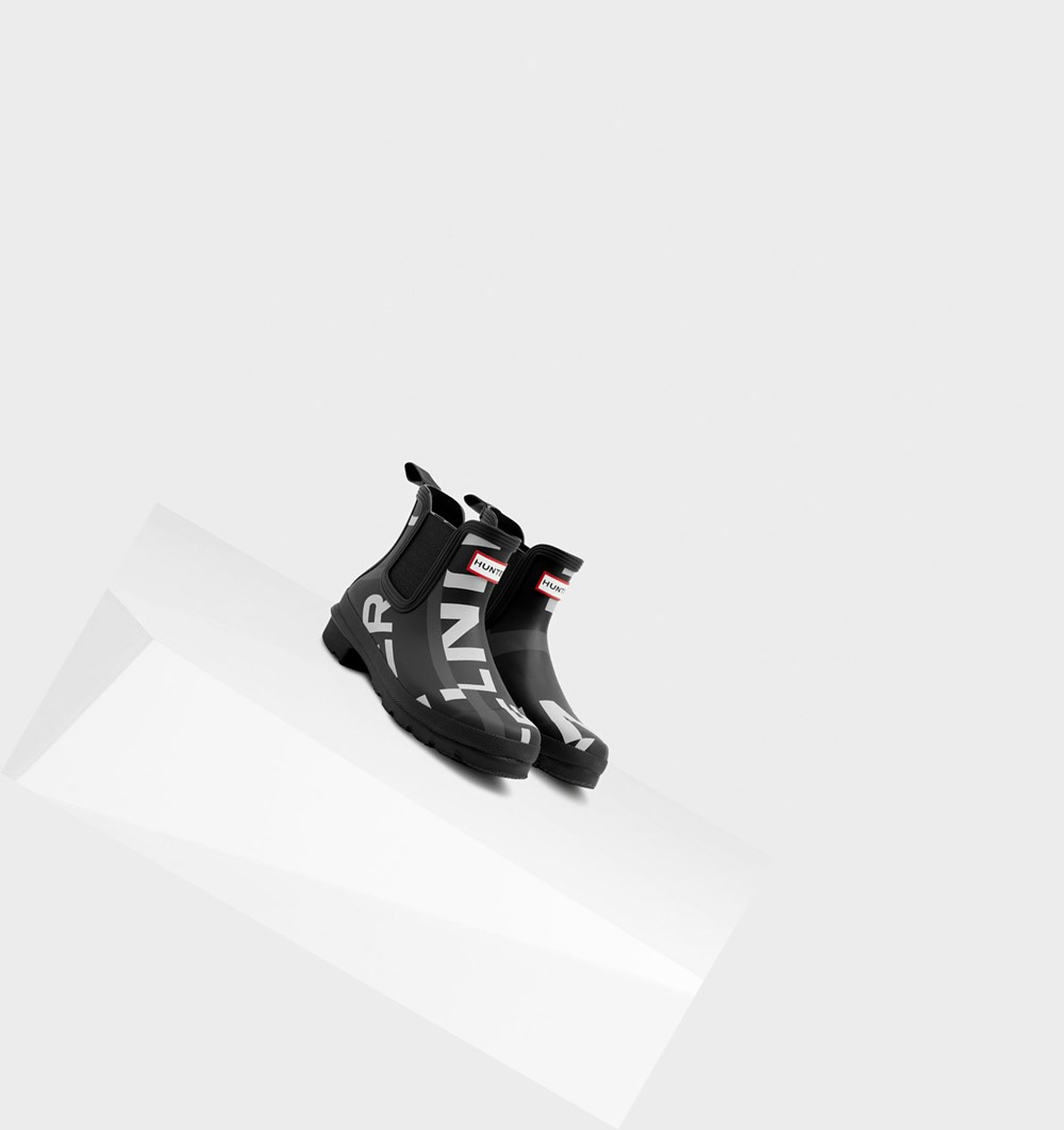 Botines Chelsea Hunter Original Exploded Logo Mujer Negras | 726DSQUBA
