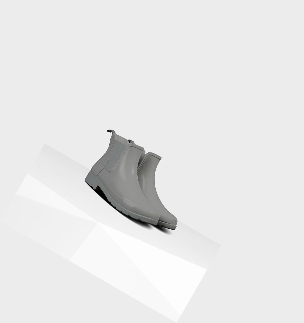 Botines Chelsea Hunter Refined Gloss Slim Fit Mujer Gris | 619PNMSGV