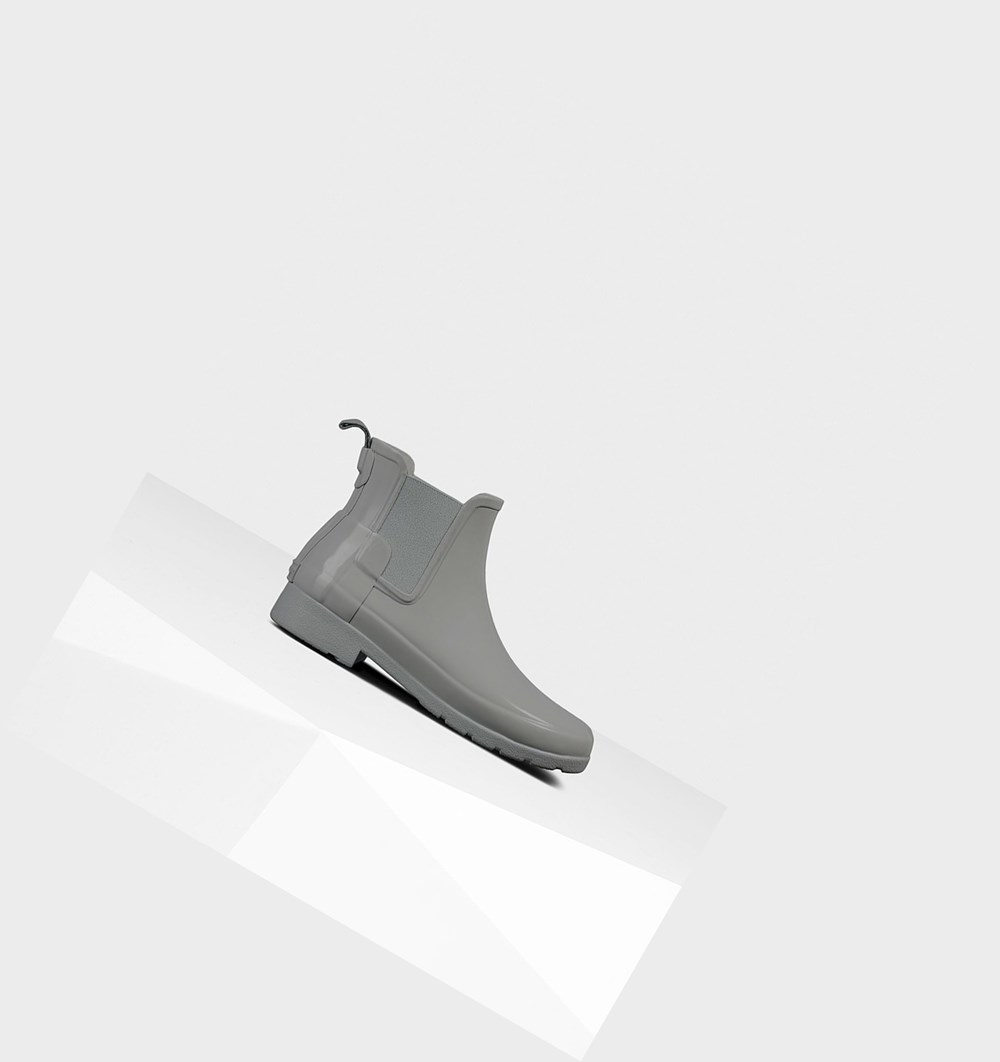 Botines Chelsea Hunter Refined Gloss Slim Fit Mujer Gris | 619PNMSGV