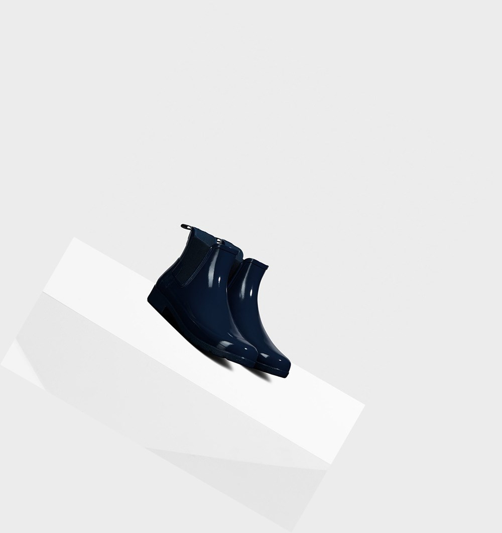 Botines Chelsea Hunter Refined Gloss Slim Fit Mujer Azul Marino | 684KJQAOS
