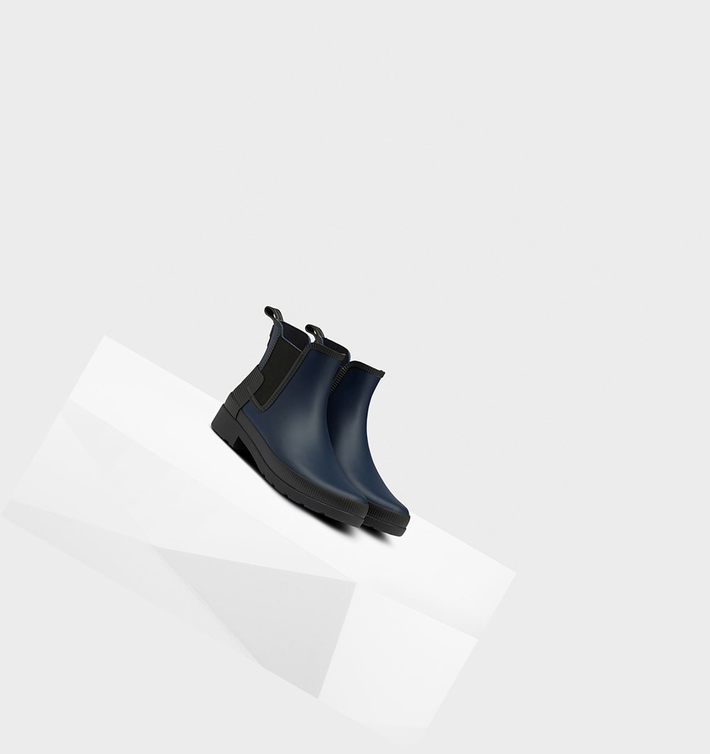 Botines Chelsea Hunter Refined Texture Block Slim Fit Mujer Azul Marino Negras | 537HERGYL