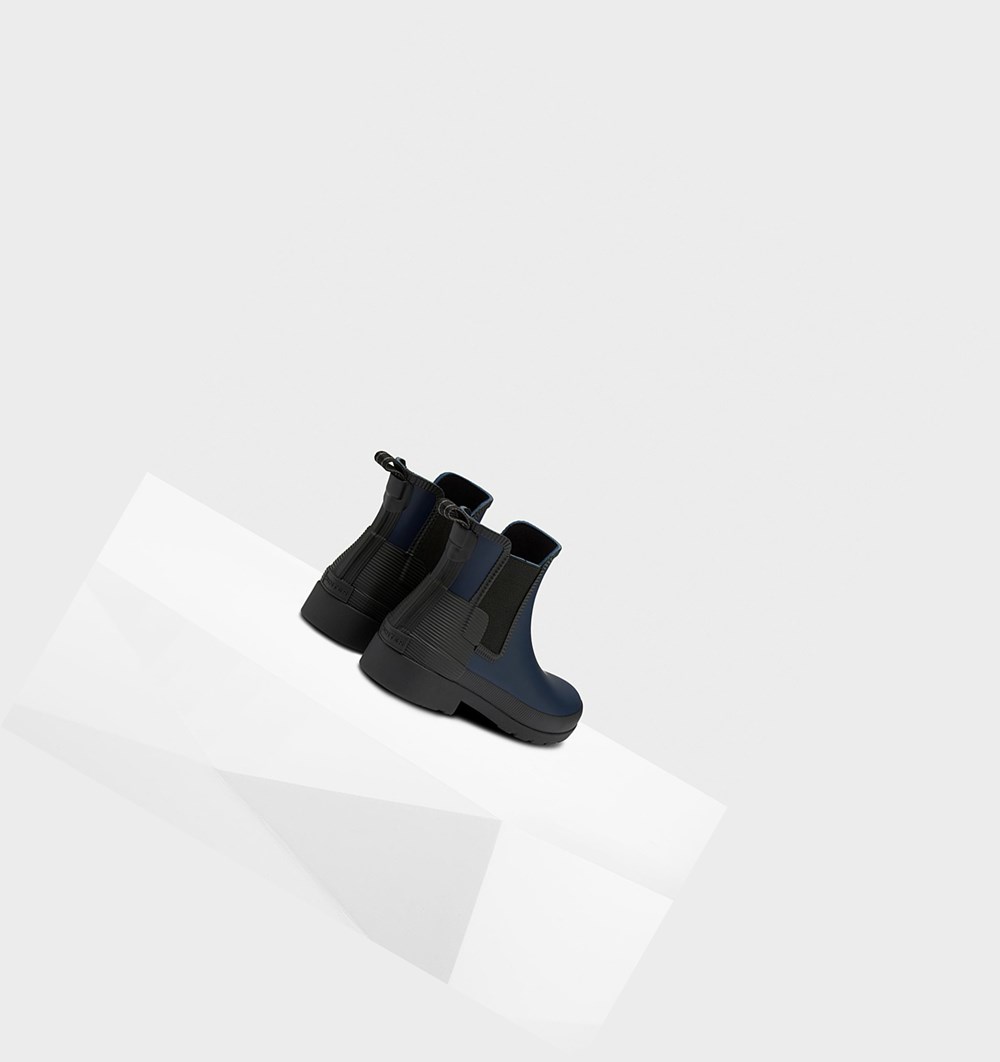 Botines Chelsea Hunter Refined Texture Block Slim Fit Mujer Azul Marino Negras | 537HERGYL