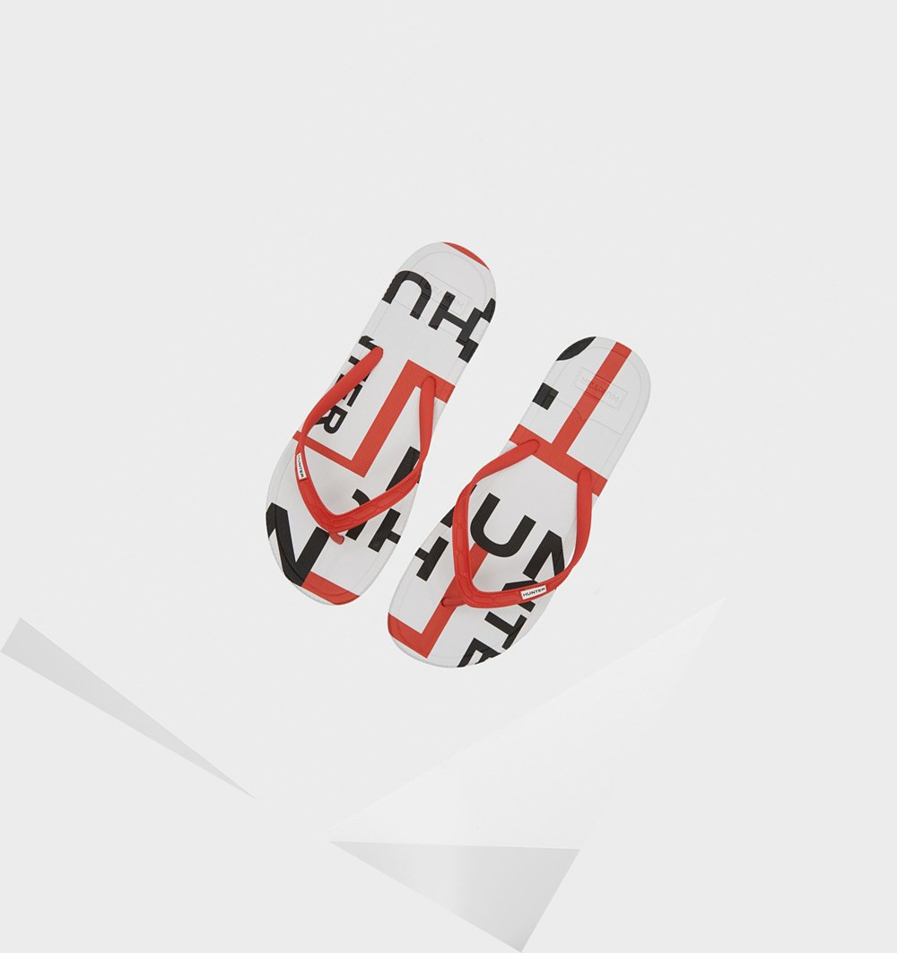 Chanclas Hunter Original Exploded Logo Hombre Rojas | 954KWXDOT