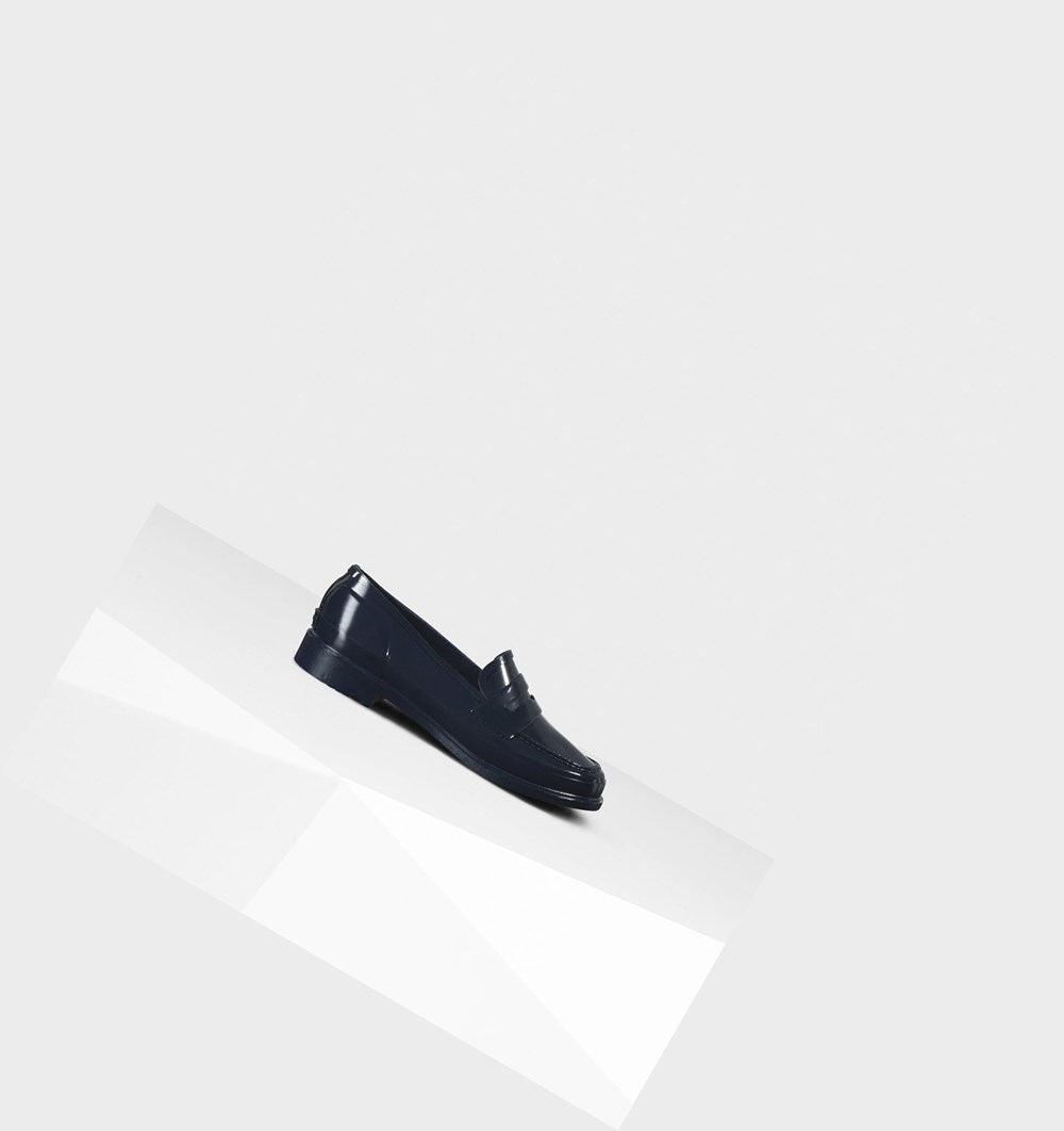 Loafers Hunter Original Gloss Penny Mujer Azul Marino | 098ZHUJXB