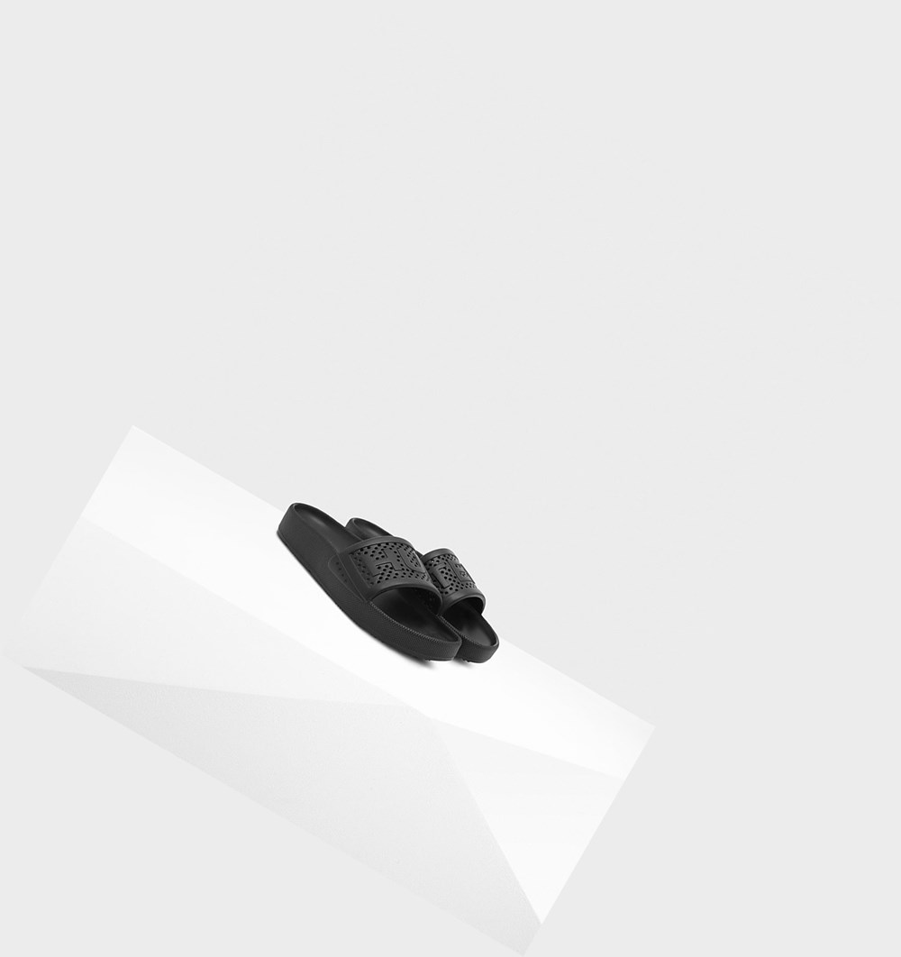 Sandalias de Diapositivas Hunter Original Ligeros Moulded Hombre Negras | 013ZYFUMI