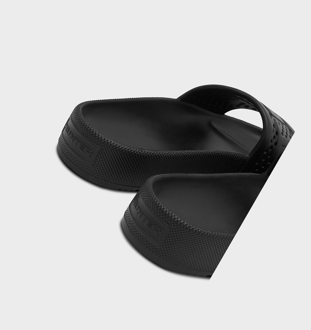Sandalias de Diapositivas Hunter Original Ligeros Moulded Hombre Negras | 013ZYFUMI