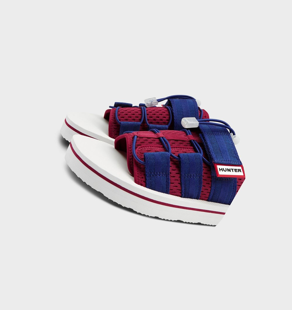 Sandalias de Diapositivas Hunter Original Beach Hombre Blancas Rojas Azules | 437QGDJIU