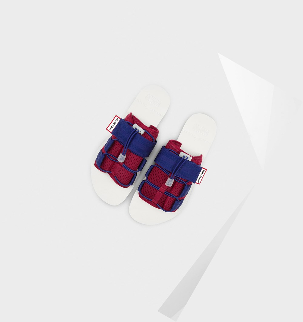 Sandalias de Diapositivas Hunter Original Beach Hombre Blancas Rojas Azules | 437QGDJIU